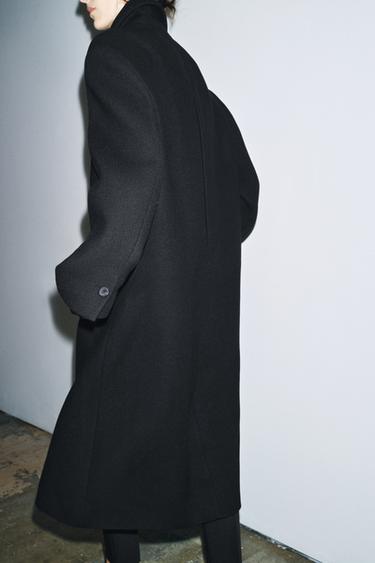 MANTEAU EN MÉLANGE DE LAINE ZW COLLECTION - Noir de Zara - Image 4
