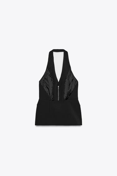GILET HALTER AVEC RABATS - Noir de Zara - Image 7
