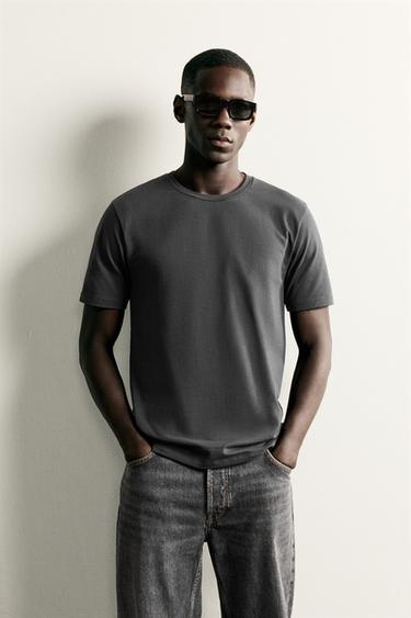 CAMISETA BÁSICA SLIM FIT - Gris oscuro de Zara