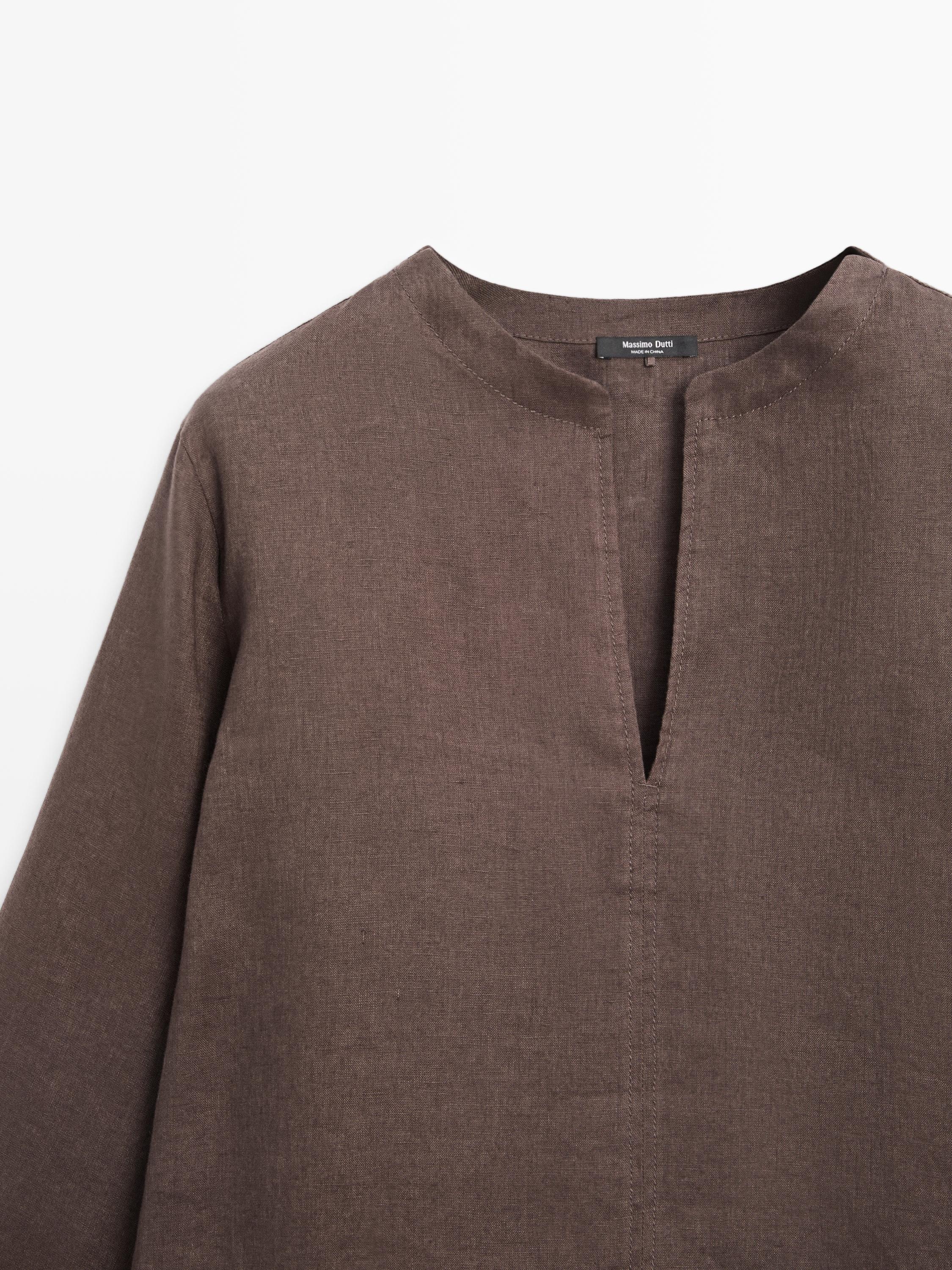 Blouse surpiquée 100 % lin