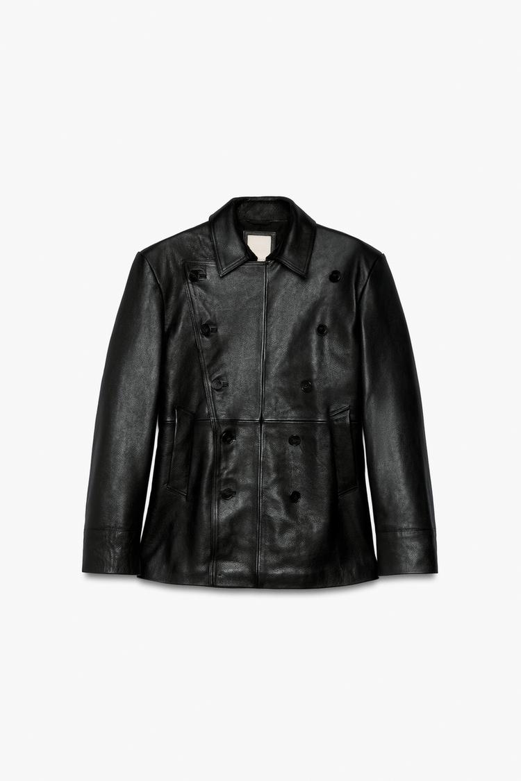 Chaqueton regular fit piel