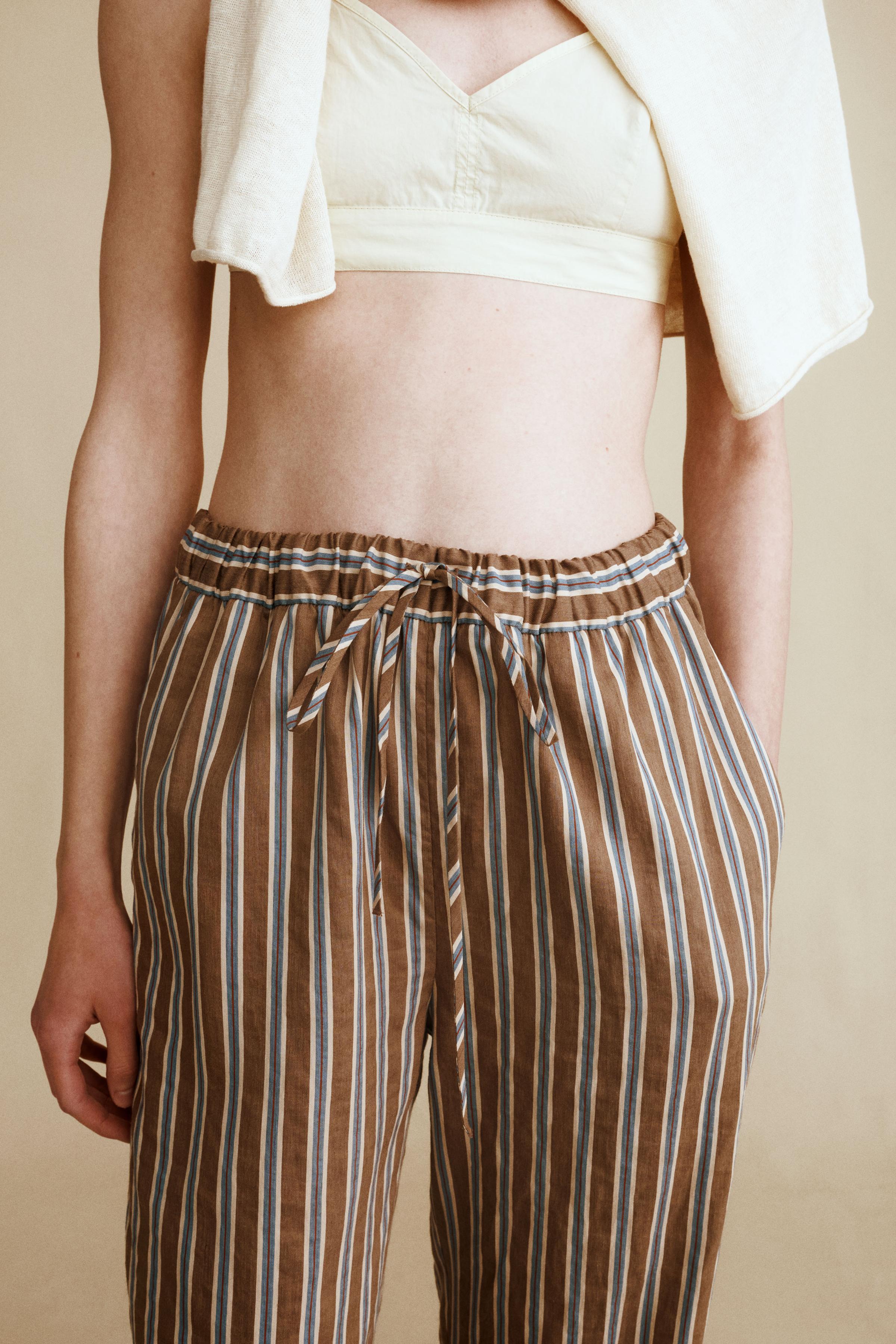 Женские брюки Zara STRIPED LINEN PANTS CREATED BY CARAMEL LONDON X — фото 3