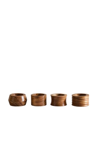 PACK OF WOODEN NAPKIN RINGS (PACK OF 4) - Light beige by Zara