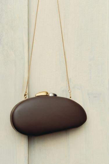 Zara 金屬扣箱型包 - 巧克力色