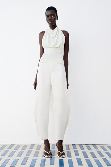 TOP DRAPÉ FLUIDE - Blanc cassé de Zara