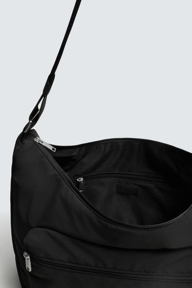 Zara NYLON SHOULDER BAG - Black