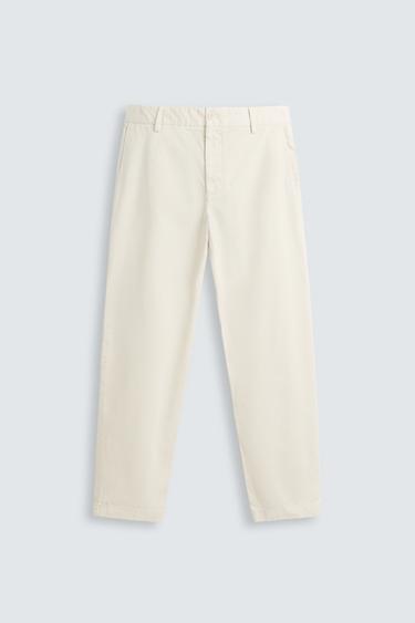 PANTALÓN CHINO TWILL - Blanco roto de Zara