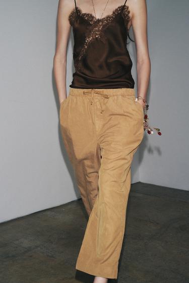 ZW COLLECTION WIDE LEG JOGGING TROUSERS - camel by Zara - Image 3