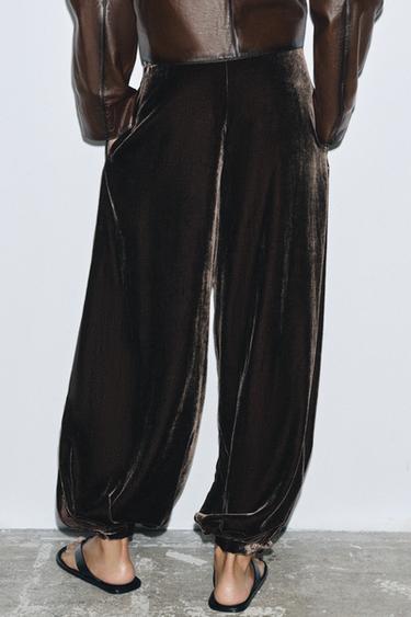 VELVET TROUSERS ZW COLLECTION - Brown by Zara - Image 6