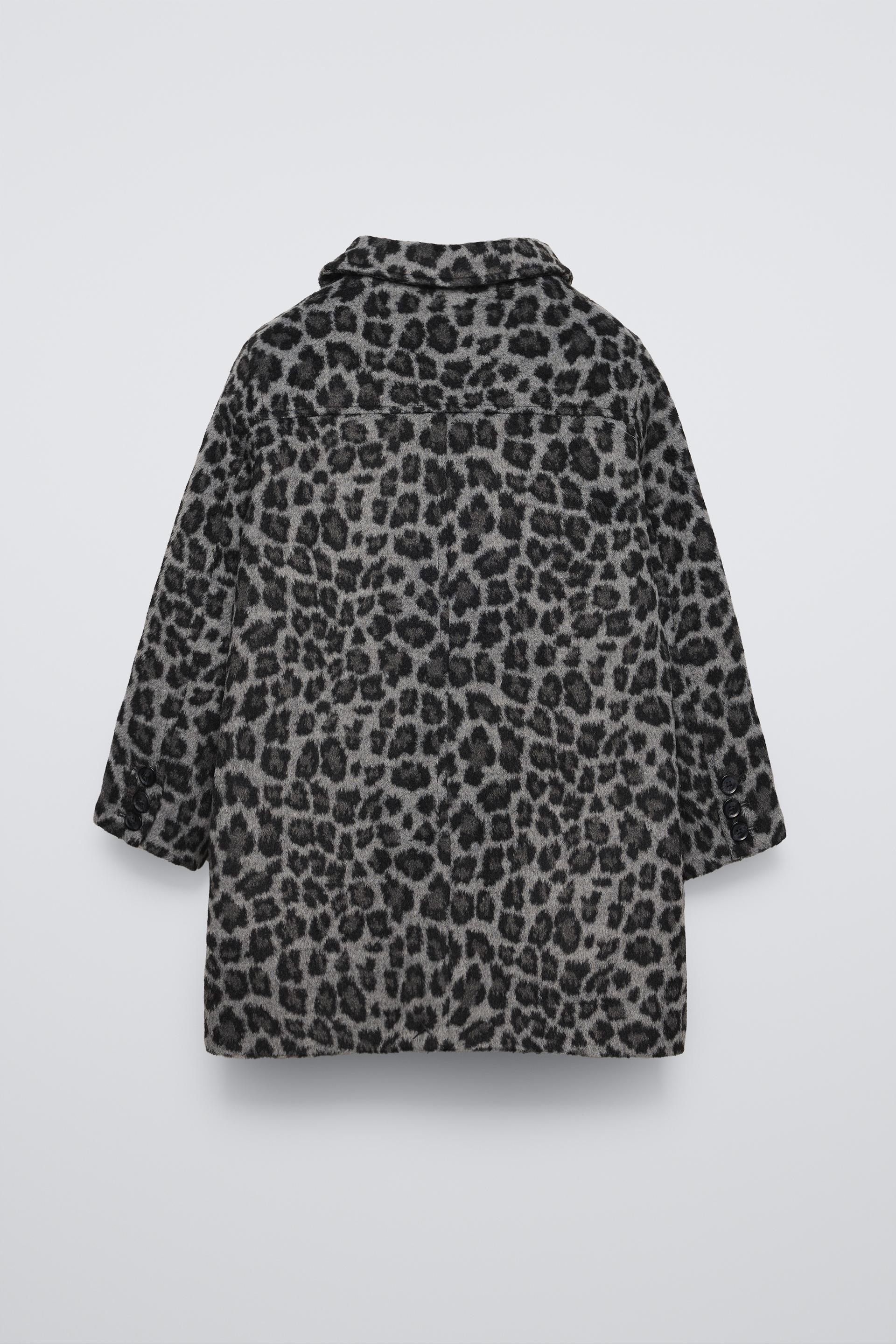 LONG ANIMAL PRINT COAT Leopard Grey ZARA Turkey