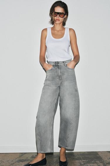 JEANS ZW COLLECTION ANKLE BALLOON TIRO MEDIO - Gris de Zara