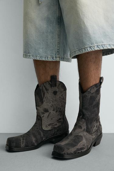 BOTTES COW-BOY EN DENIM - Noir de Zara - Image 2