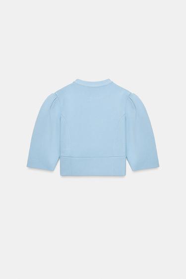 PUFF SLEEVE CARDIGAN - Pastel blue by Zara - Image 9