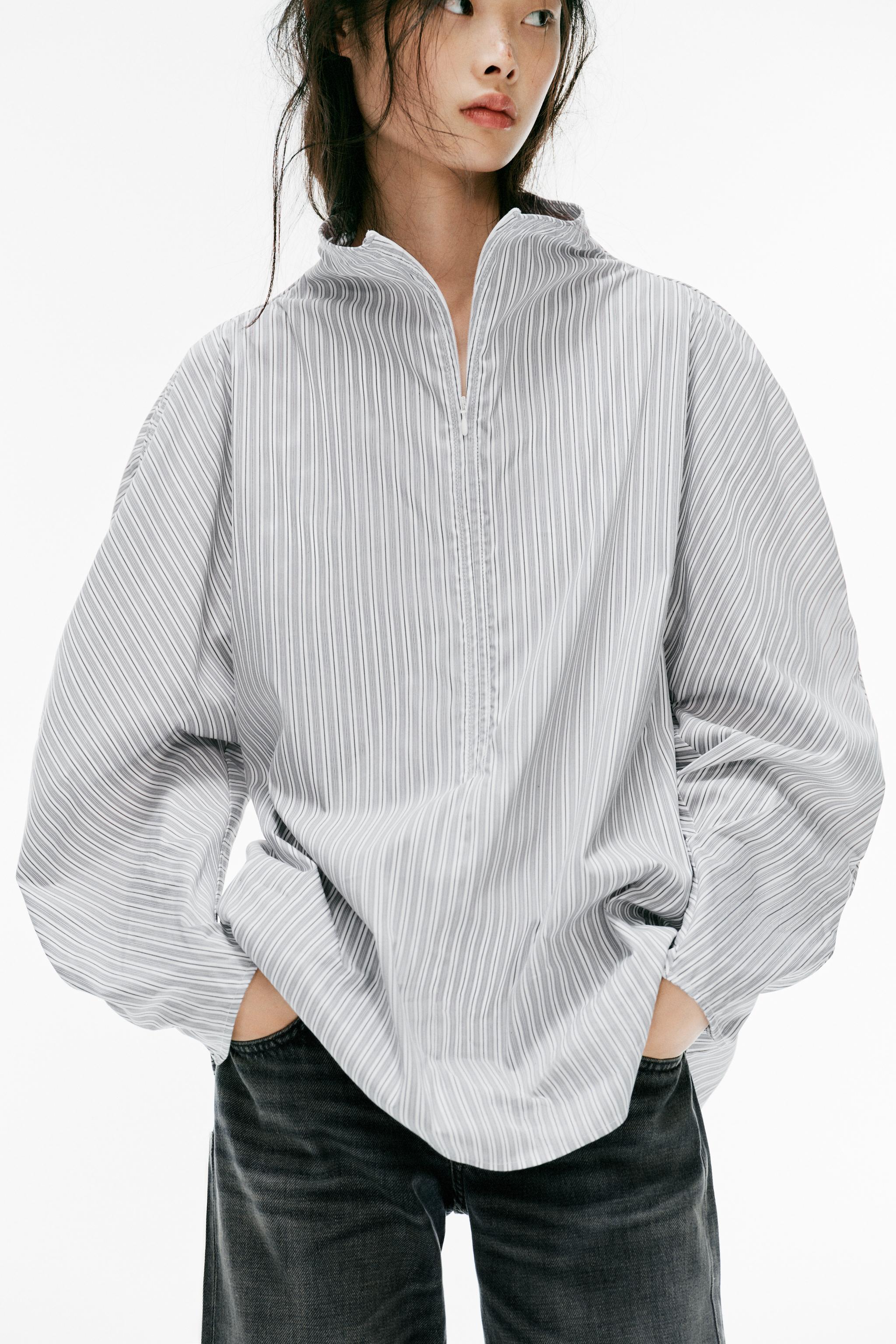 STRIPED POPLIN SHIRT WITH VOLUME