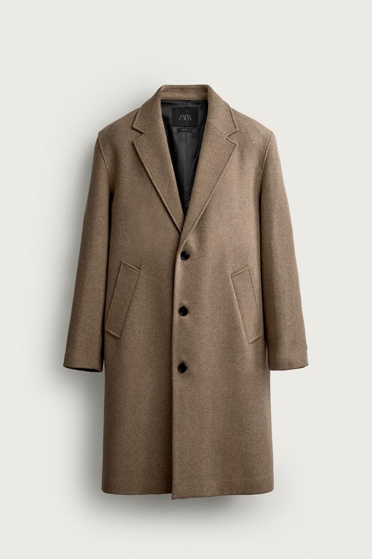 WOOL-BLEND RELAXED-FIT COAT — taupe brown