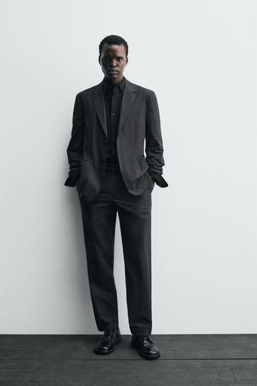 POPLIN SUIT TROUSERS - Charcoal by Zara