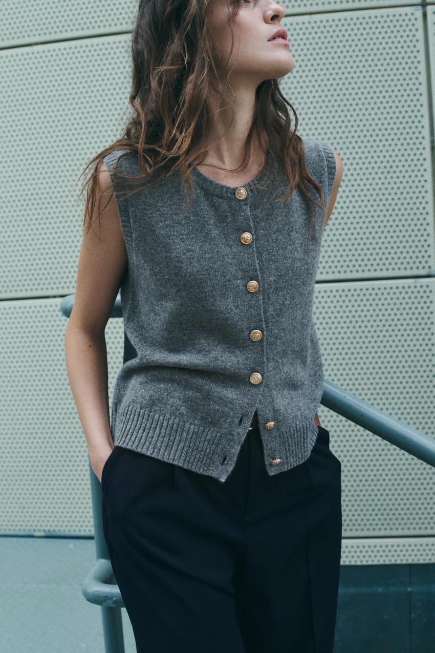 Sans Manche Zara Black Sweater Vest Harry Lambert Zara Knit 