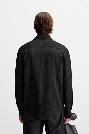 SATIN JACQUARD SHIRT - Black by Zara - Image 2