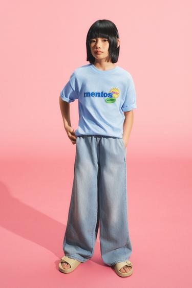 Zara 曼妥思印花 T 恤 - 天藍色