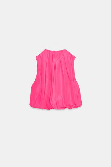 TOP TAFFETAS BALLON - Fuchsia de Zara - Image 5