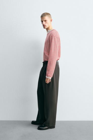 T-SHIRT EN JACQUARD À RAYURES ÉDITION LIMITÉE - Rouge / Blanc de Zara - Image 3