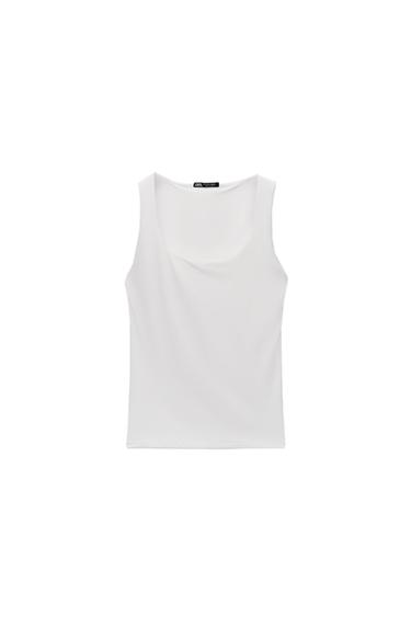 T-SHIRT EN POLYAMIDE À BRETELLES LARGES - Écru de Zara - Image 10