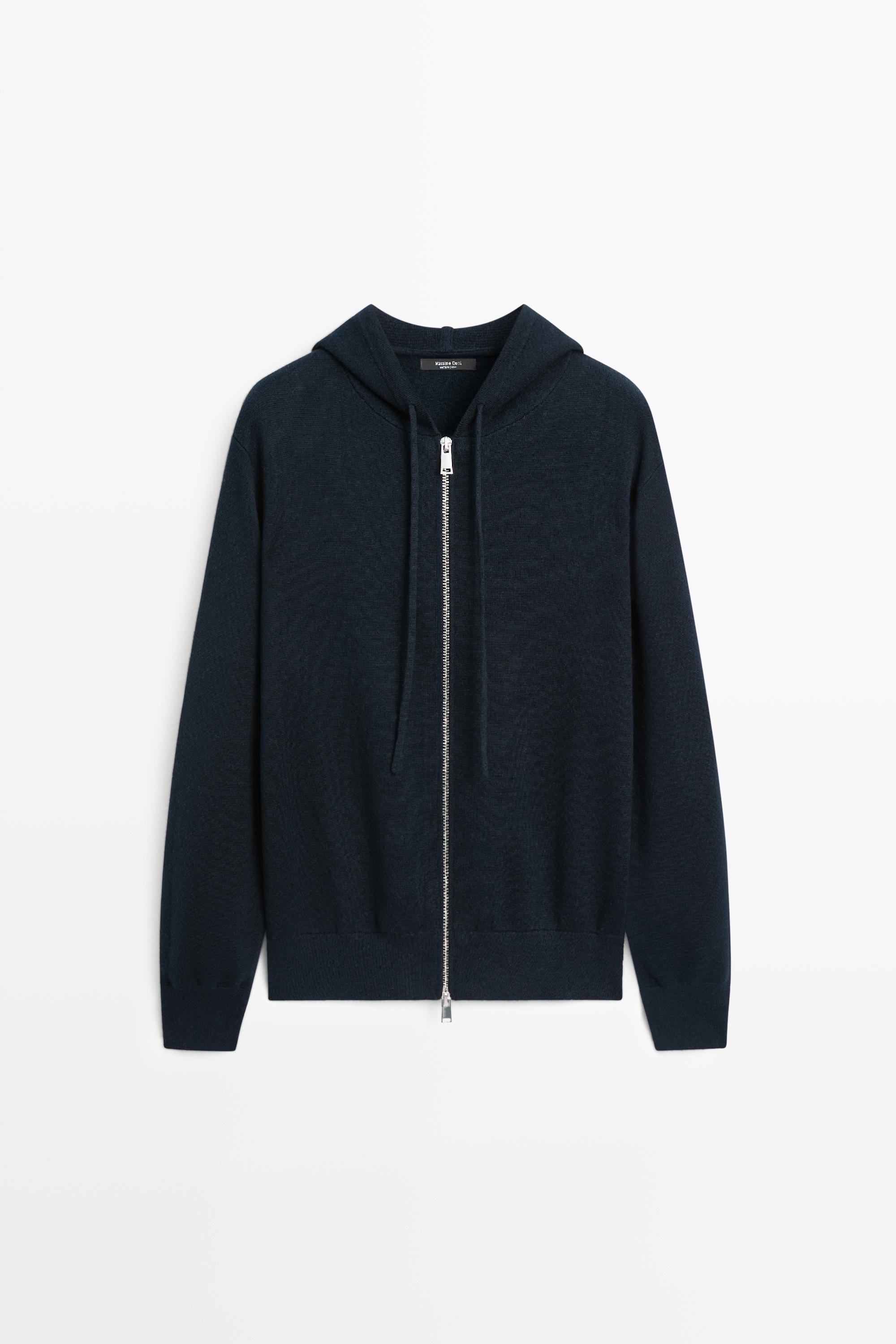 Cardigan en maille à capuche coton