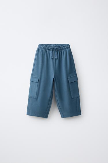 Zara INTERLOCK 工裝風長褲 - 鴨藍色 - 圖片 0