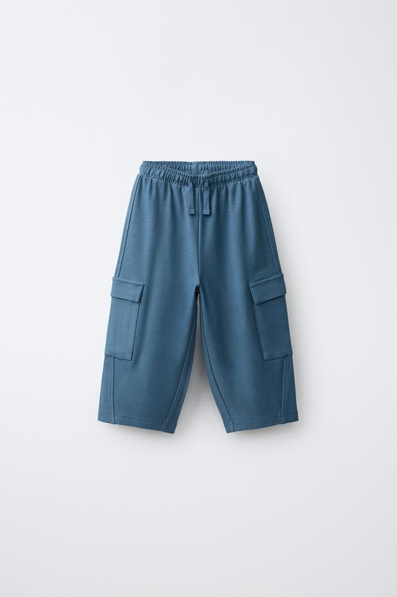 PANTALÓN CARGO INTERLOCK - Azul pato de Zara - Imagen 0