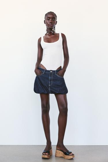 Zara RIBBED BODYSUIT - White