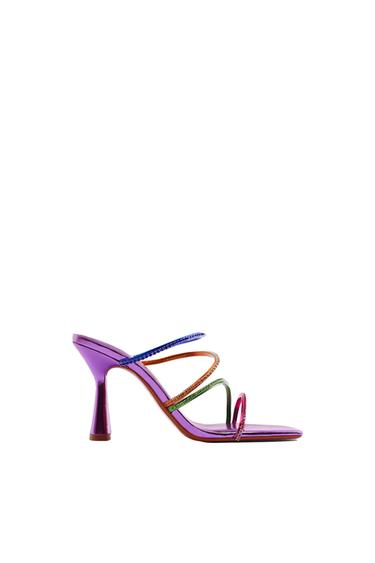 HEELED SANDALS WITH RHINESTONE STRAPS