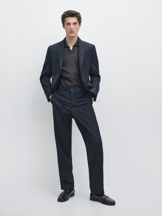 Wide-leg wool suit trousers