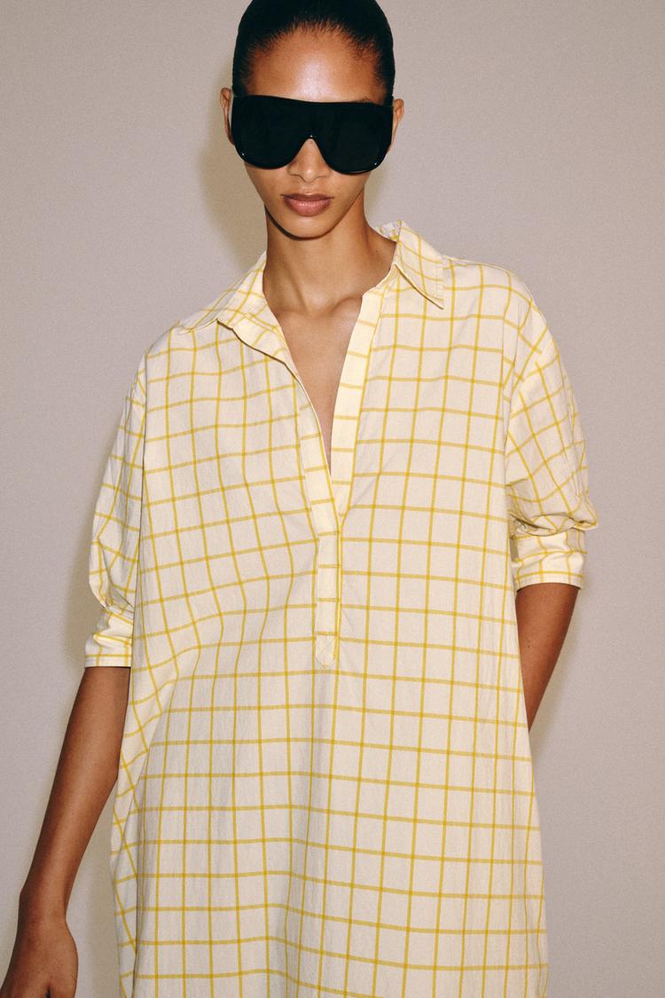 Vestido camisero de cuadros de la colección ZW 4