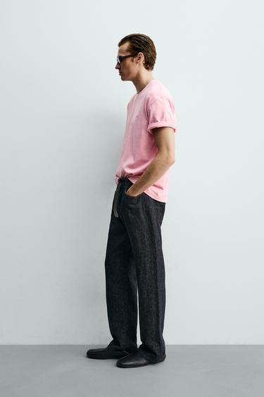 T-SHIRT INSCRIPTION BRODÉE - Rose délavé de Zara - Image 3