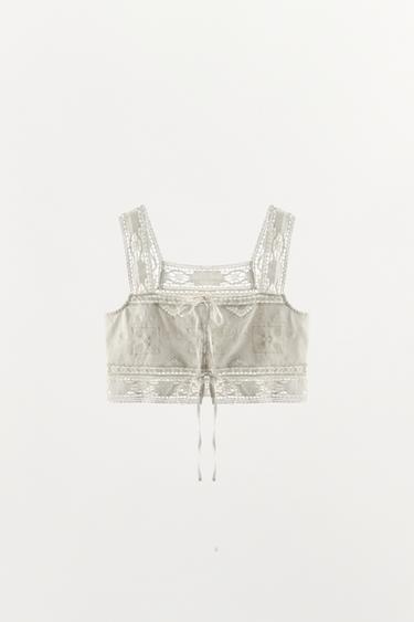 TOP BRODERIES DENTELLE - Blanc de Zara - Image 3