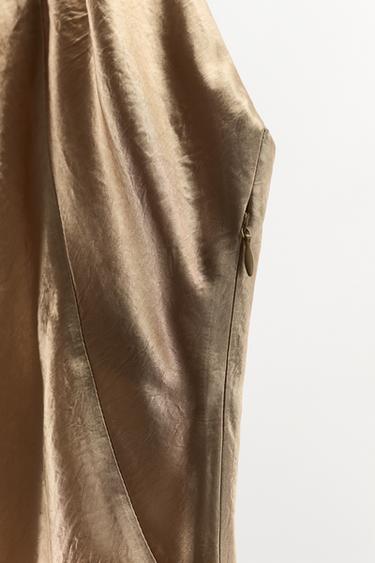 CRINKLE-EFFECT HALTER DRESS - Golden by Zara - Image 5