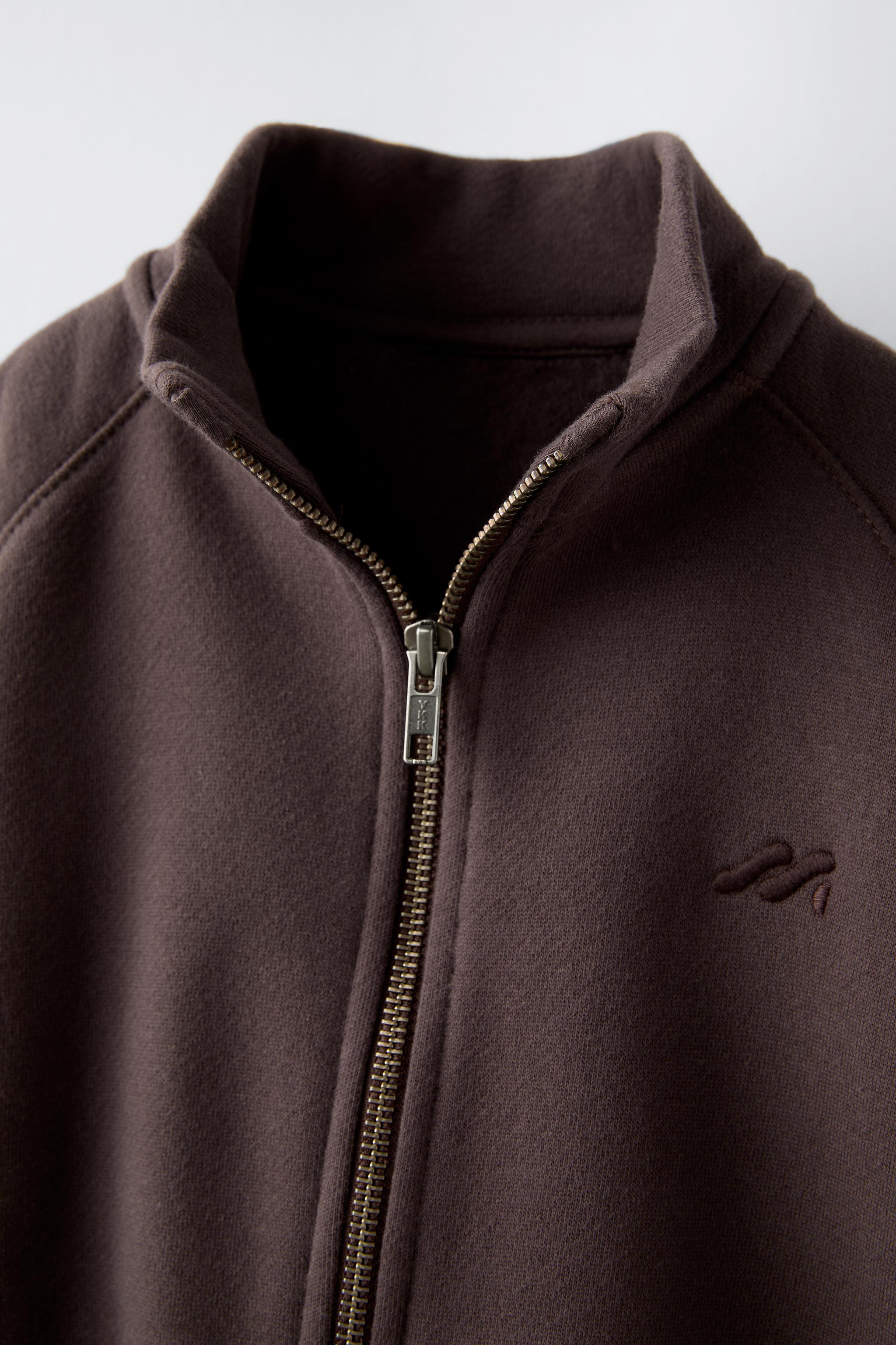 EMBROIDERED ZIP SWEATSHIRT - Dark eggplant | ZARA United States EMBROIDERED ZIP SWEATSHIRT - Dark eggplant | ZARA United States