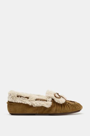 MOCASÍN SERRAJE COMBINADO - Marrón de Zara