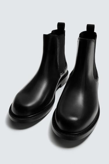 BOTTINES CHELSEA EN CUIR - Noir de Zara - Image 1