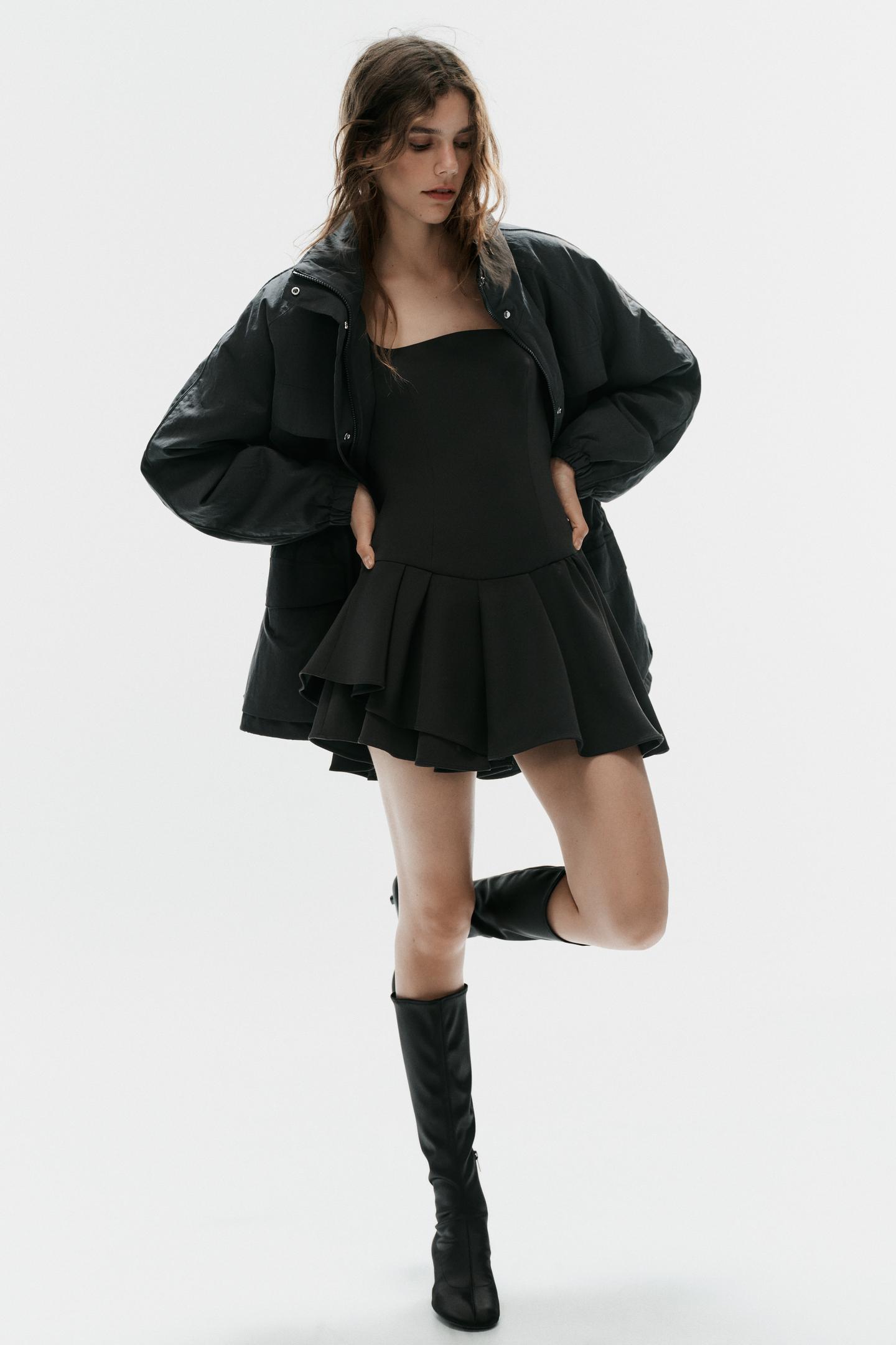 Женское платье Zara Ruffle Mini, цвет: Чёрный — фото 2