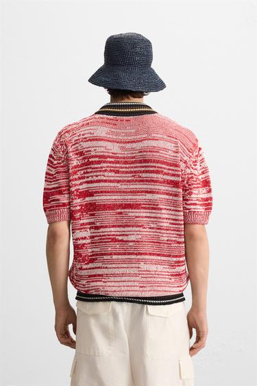 CONTRAST KNIT POLO SHIRT - Red by Zara - Image 3