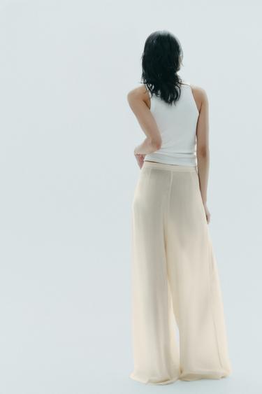 PANTALON LONGUEUR CHEVILLE MULTI PLIS - Écru de Zara - Image 4