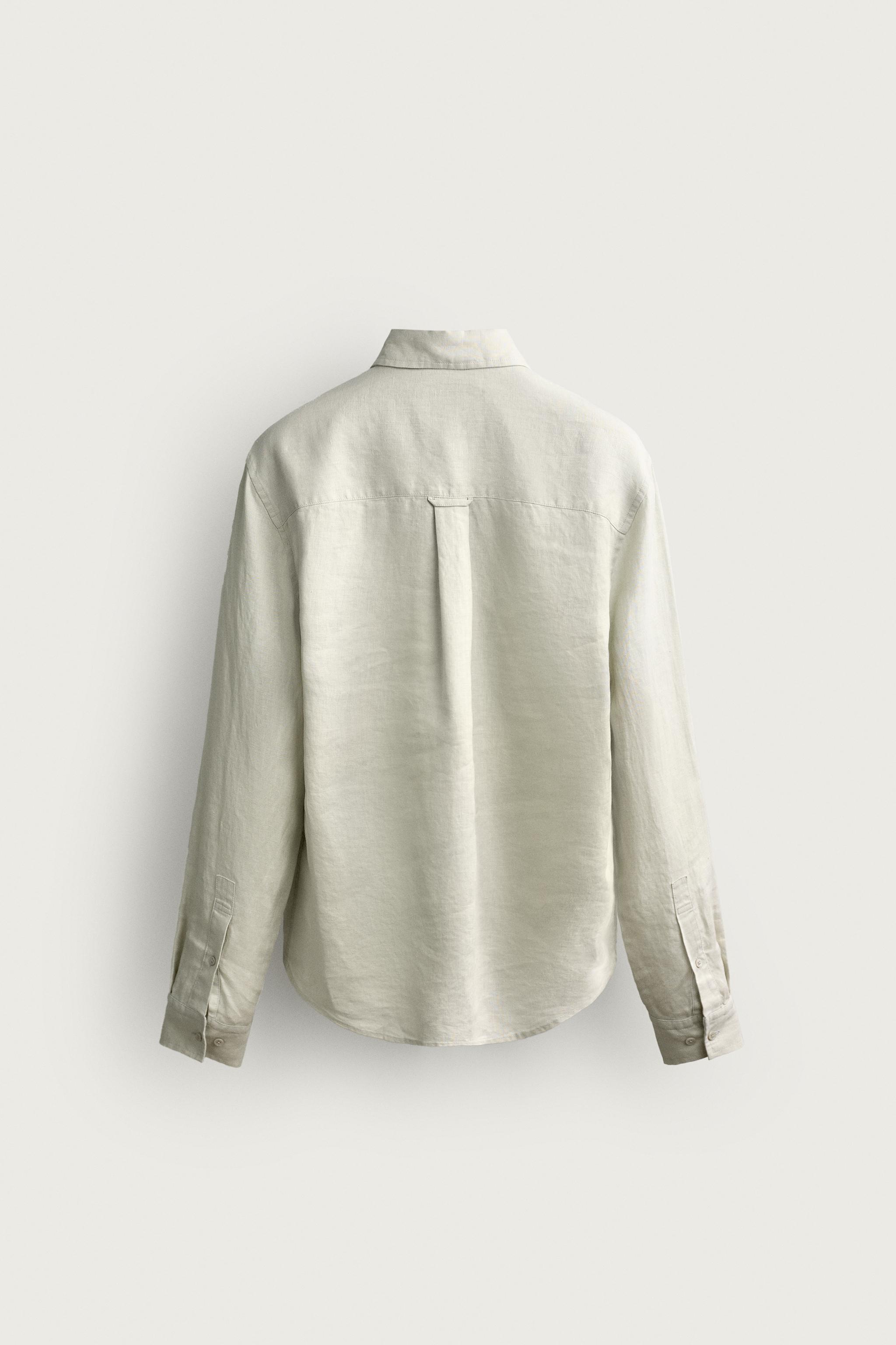 Zara %100 KETEN REGULAR FIT GÖMLEK görsel 8