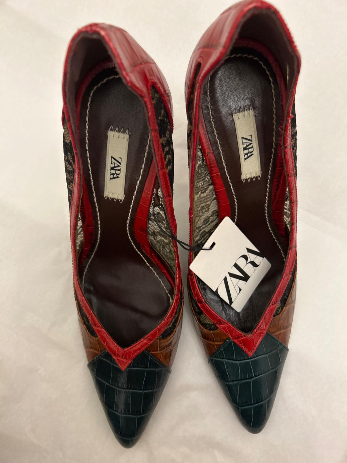 MULTICOLOURED REAL LEATHER HIGH HEEL SHOES - Image 4