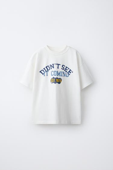 TEXT PRINT T-SHIRT — Oyster-white 1