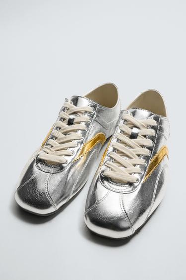 TENNIS MÉTALLISÉES EN CUIR HARRY LAMBERT FOR ZARA x DISNEY - Argent de Zara - Image 2