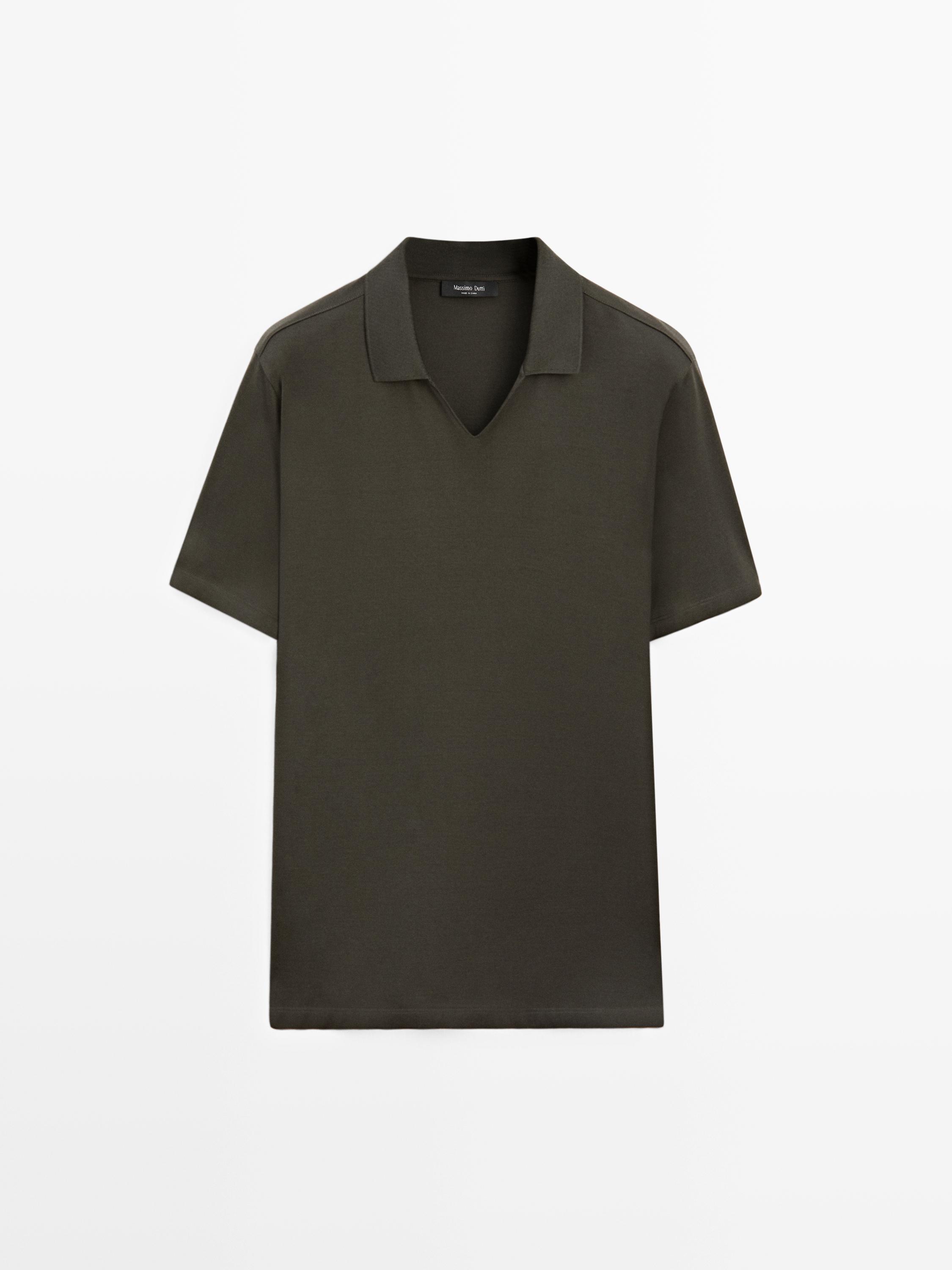 Cotton V-neck polo shirt