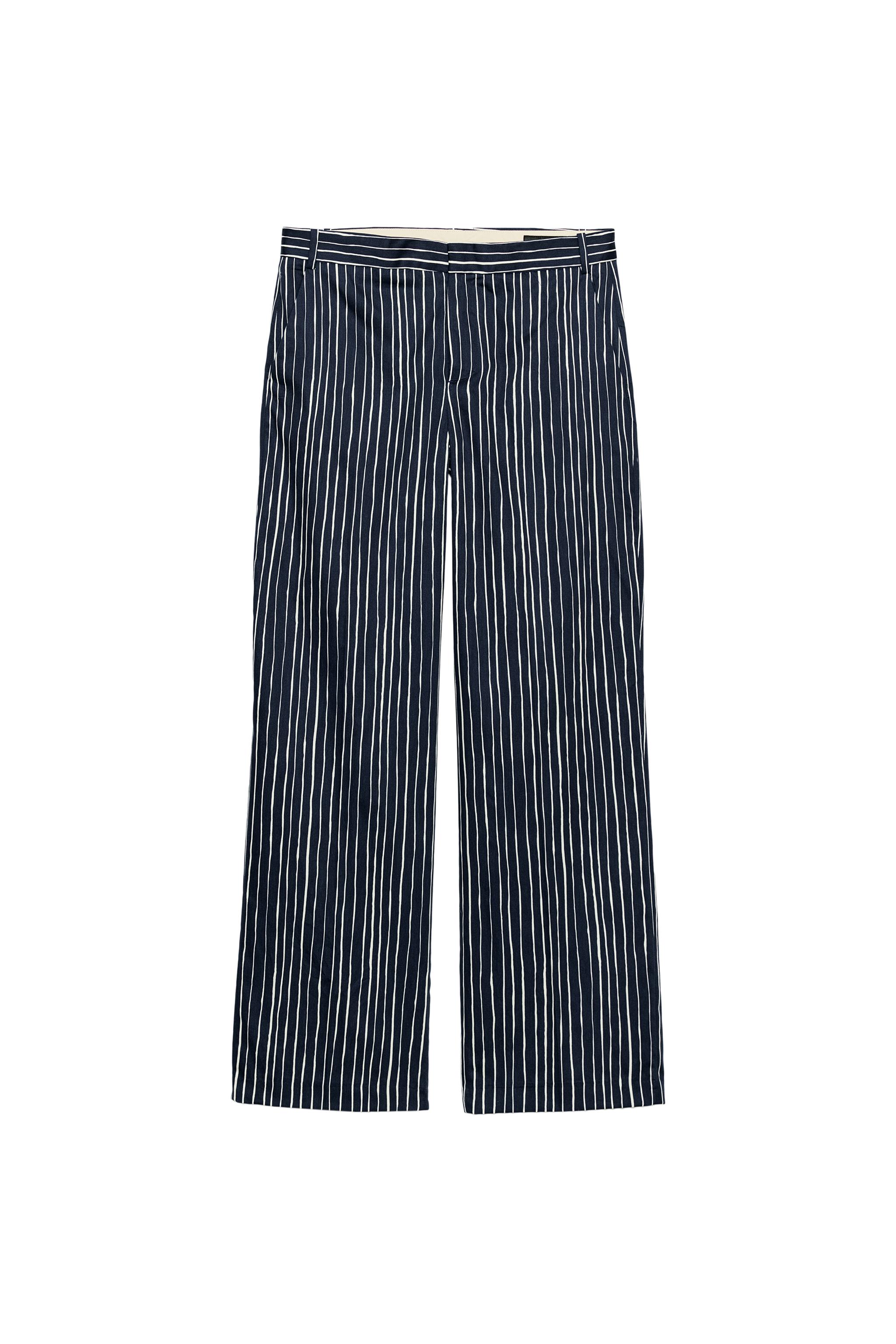 ZW COLLECTION STRIPED POPLIN PANTS - Brown / Ecru | ZARA United States