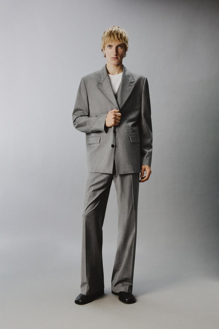 STRIPED FLARE SUIT PANTS - Gray | ZARA United States STRIPED FLARE SUIT PANTS - Gray | ZARA United States