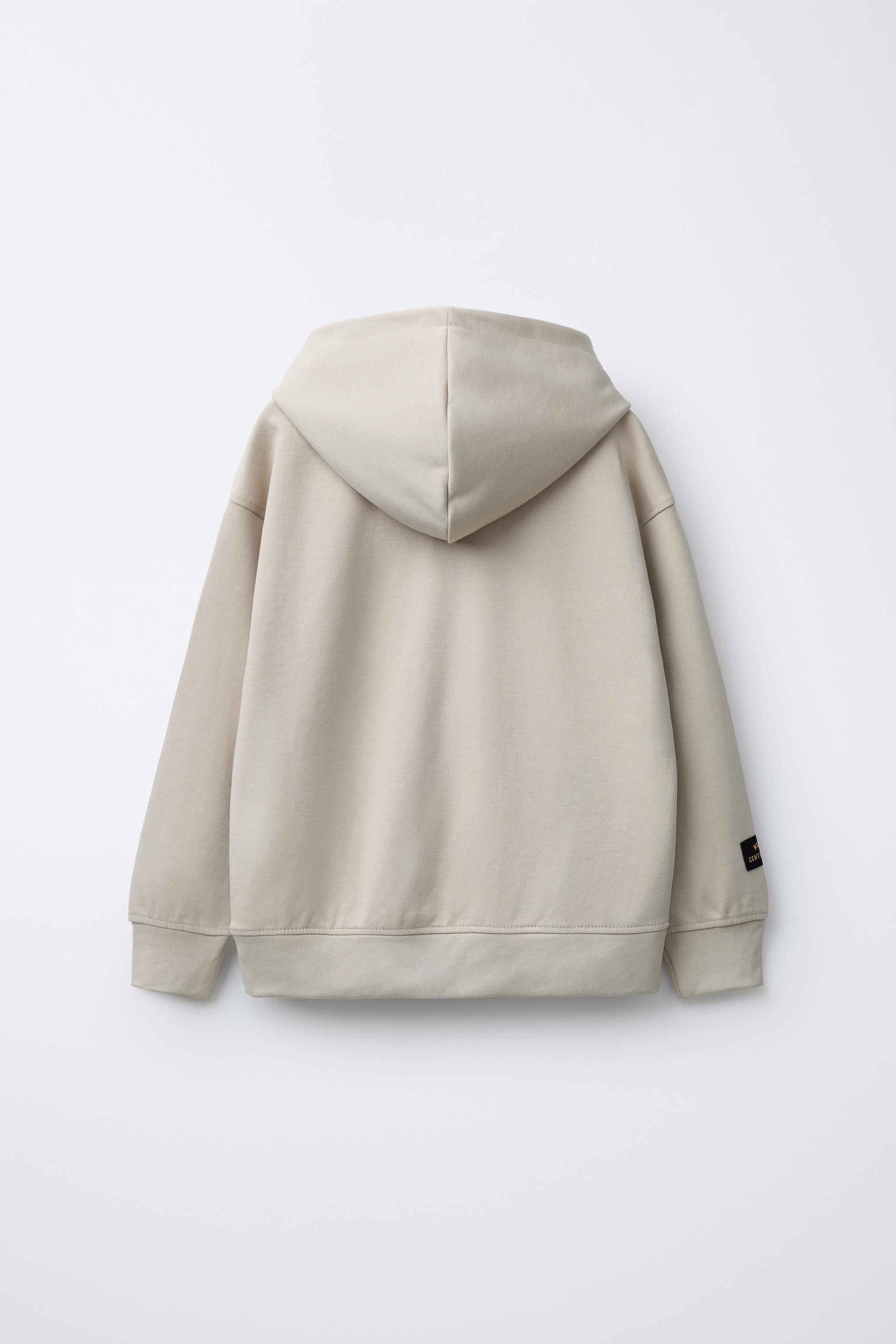 VARSITY INTERLOCK HOODIE SWEATSHIRT - Ecru | ZARA United States